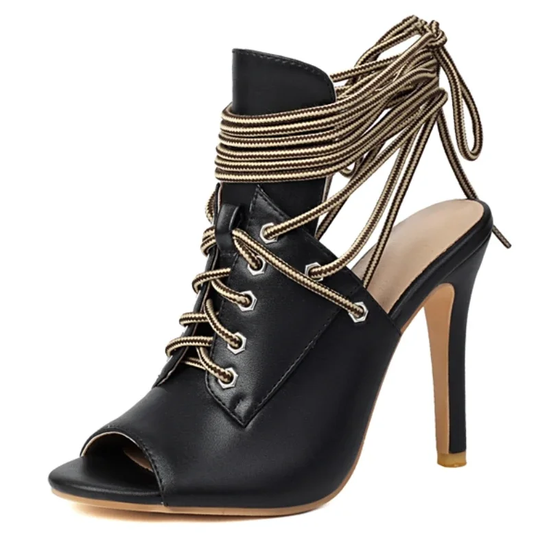 

Летняя женская обувь большого размера, сандалии с открытым носком, высокие каблуки с ремешком на щиколотке, синие, черные, гладиаторы, вечерние, танцевальные, джазовые туфли, женские туфли