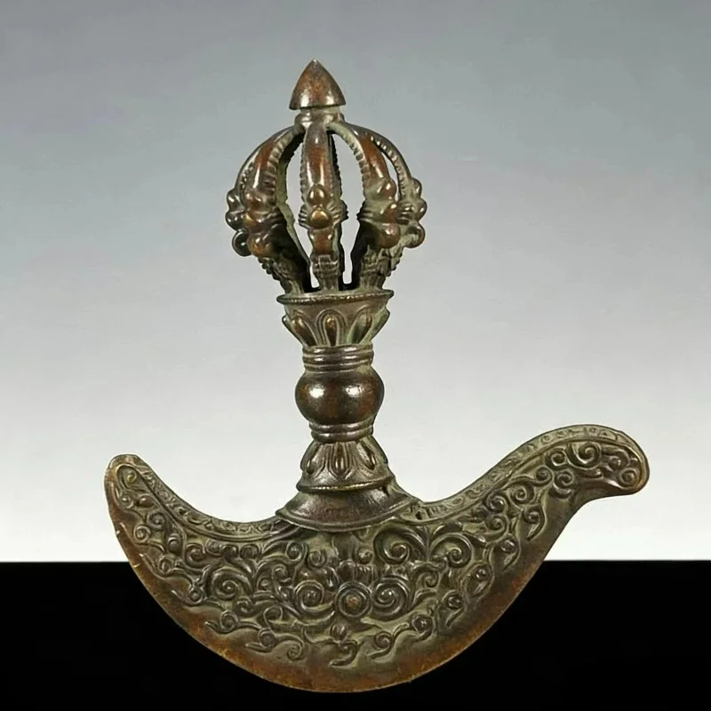Antique Copper Tibetan Nepal Vajra Prong Faucet Puba Pestle Living Room Decorations Feng Shui Ornaments Buddhist Magic Pestle