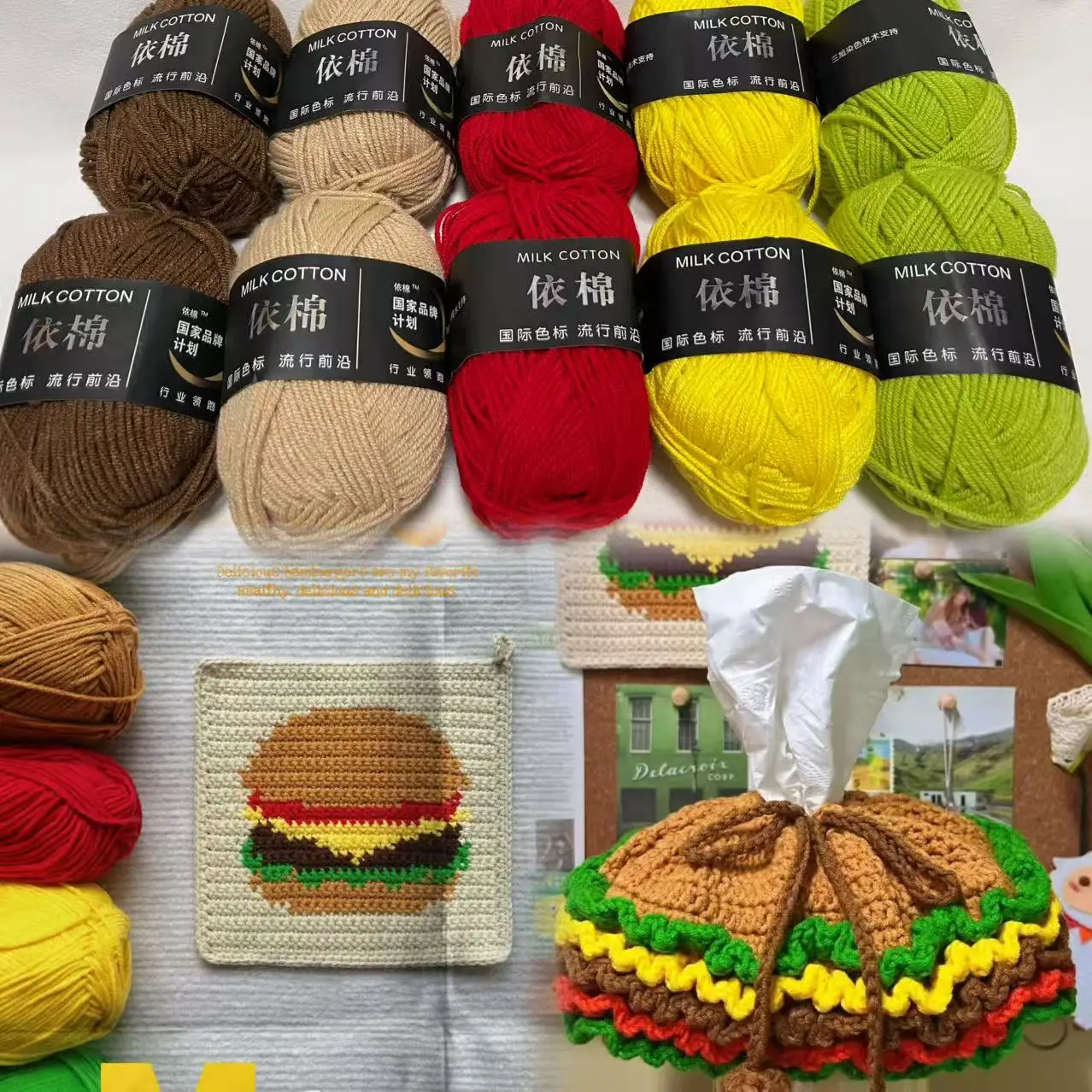 10 Stück gemischte Farben Garn Milch Baumwollgarn Kombination Häkeln Strickgarn Set für handgemachte DIY Handwerk Pullover Schal Stricken Su