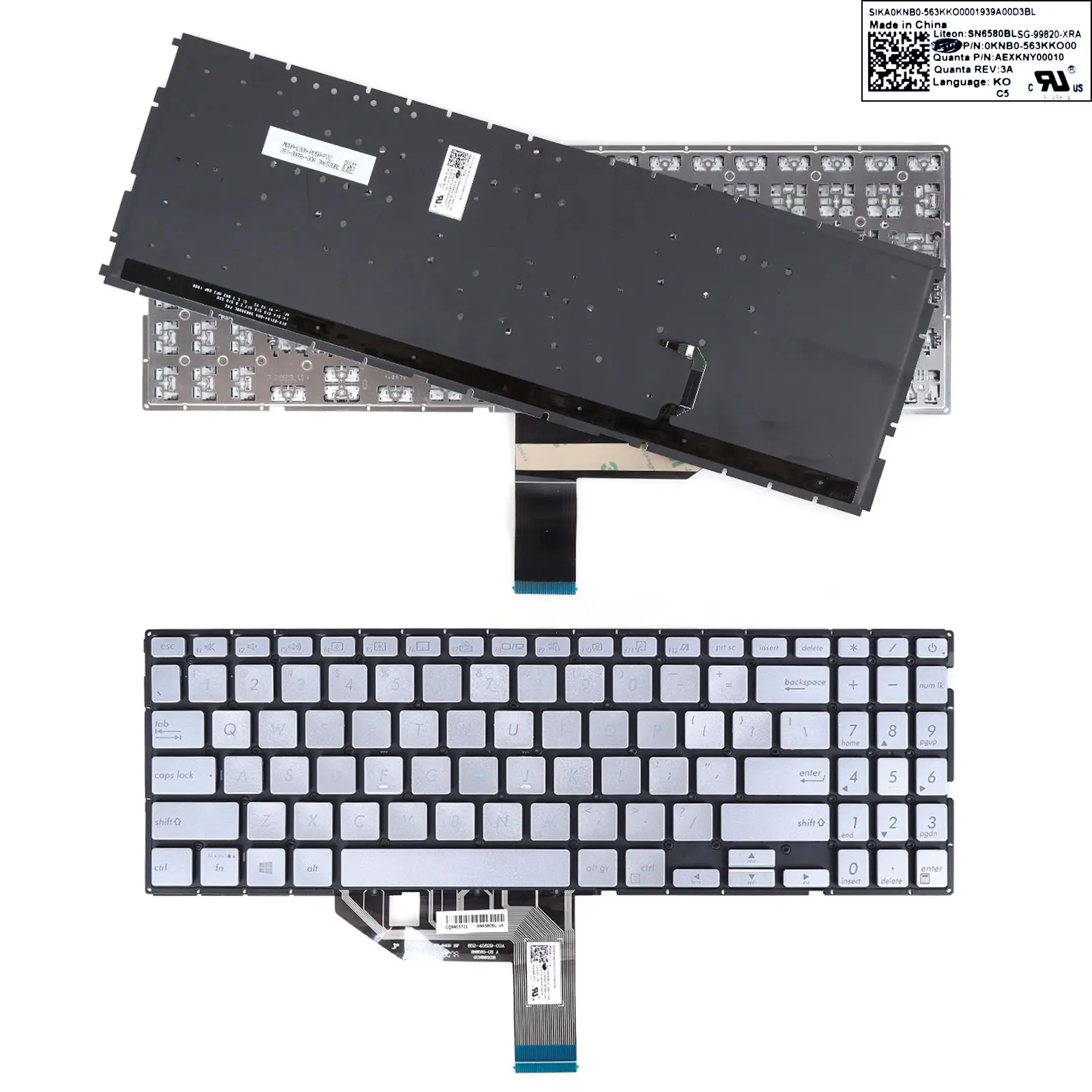 US Laptop Keyboard for ASUS X531 S5500 Sliver with Backlit