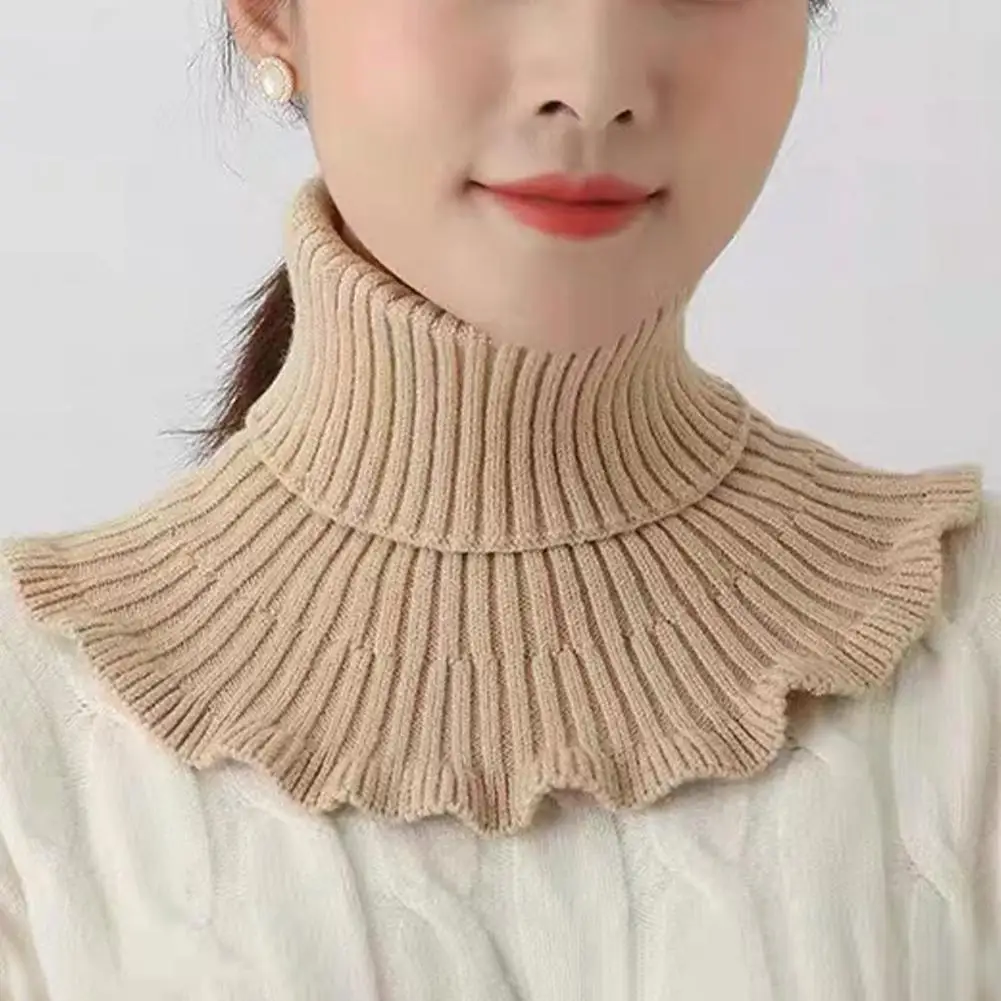 Warm Knitted Fake Collar Woolen Women Turtleneck Knitted False Fake Collar Detachable Neck Scarf Thicken Windproof Fake Collars