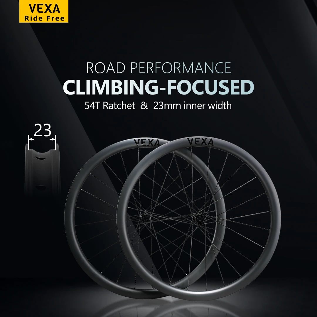 

VEXARoad ROAD PERFORMANCE Disc Road Carbon Wheelset 54T Ratchet Hub Pillar Wing 20 Spokes Wheelset Tubeless 23mm Inner