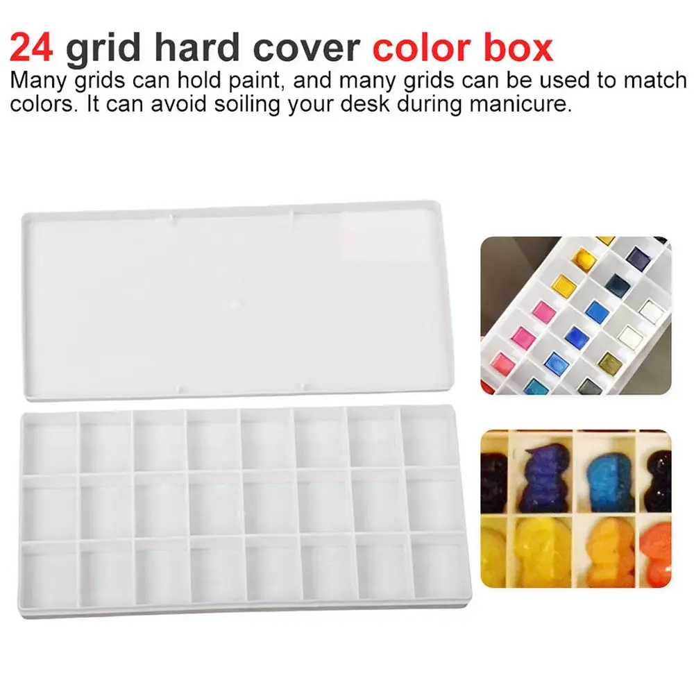 

With Covers 24 Grids Gouache Acrylic Painting School Student Watercolor Grid Color Palette Drawing Painting Supplies