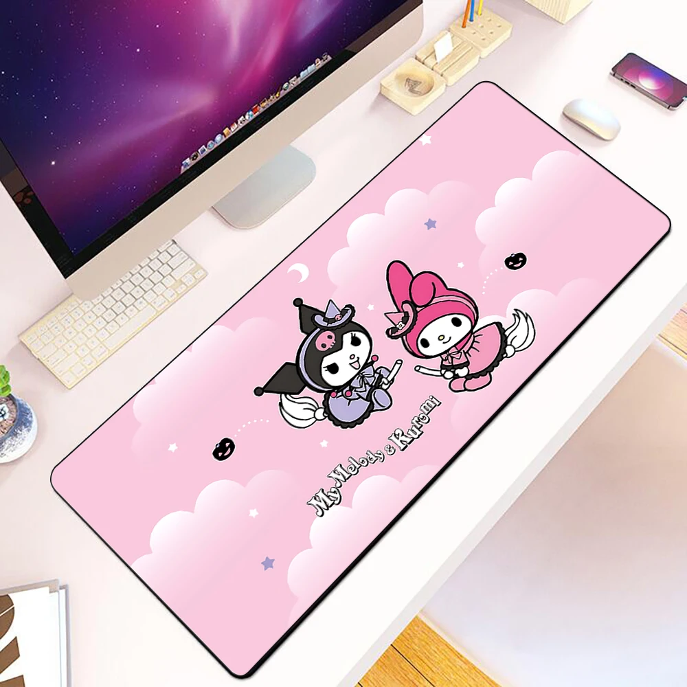 

Новый премиальный милый розовый коврик для мыши My Melody Kuromi с HD-печатью, для геймеров, с замкнутым краем, нескользящий, для компьютера, клавиатуры, ПК, стола