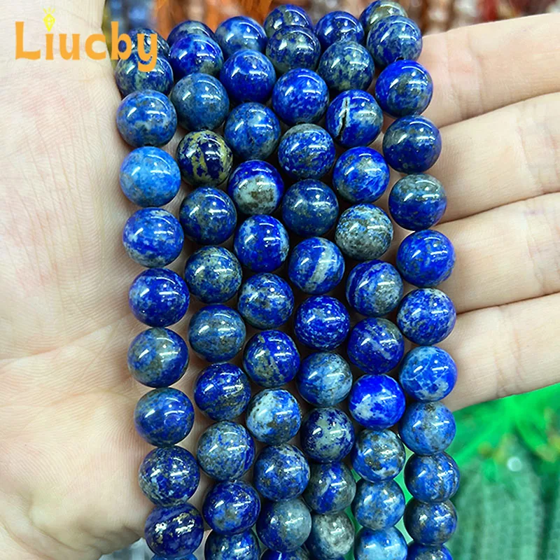 Natural Stone lapis lazuli Round beads for Jewelry Making DIY bright Accessories Bracelets decoration 15