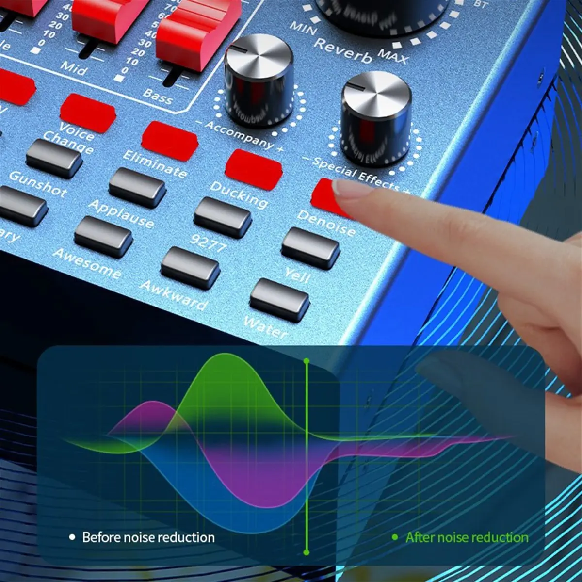 Tarjeta de sonido externa USB V8K, micrófono portátil múltiple, tarjeta de sonido de transmisión en vivo para teléfono móvil y ordenador