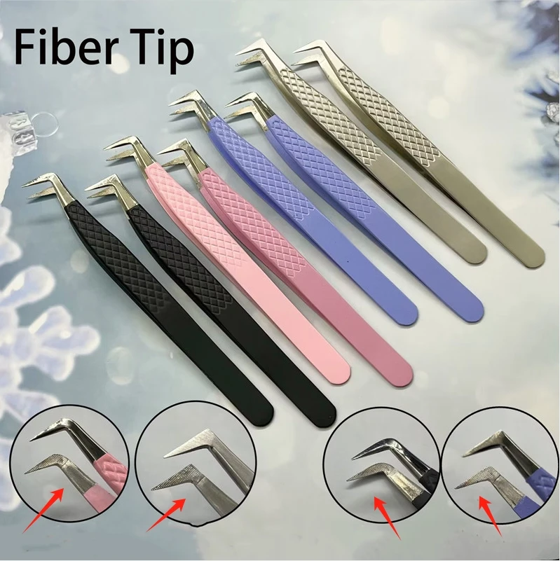 Fiber Tip Pincet Wimper Extensions Clip Professionele Wimper Pincet Voor Wimper Verlenging Met Vezel Tip Lash Pincet