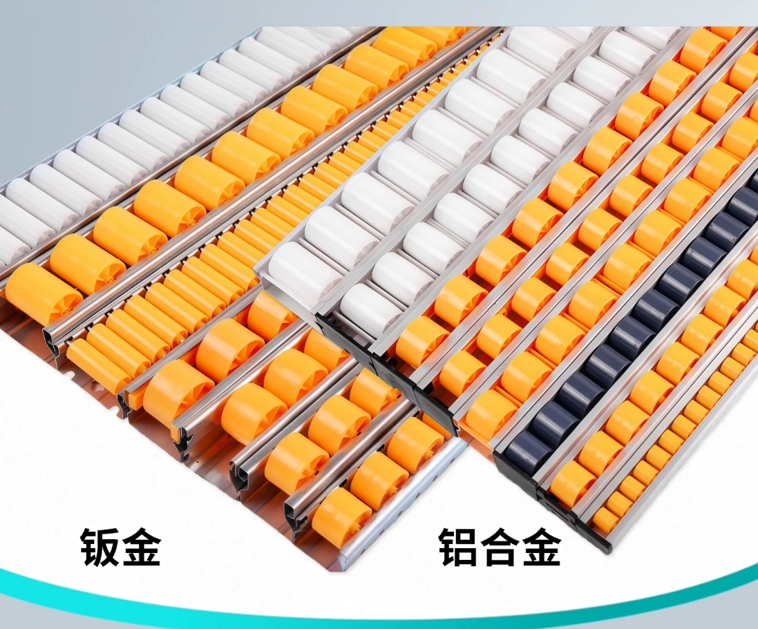 Reinforced bearing, sheet metal, aluminum alloy smooth-flow roller track, thickened frame, heavy-duty shelving rails, and roller
