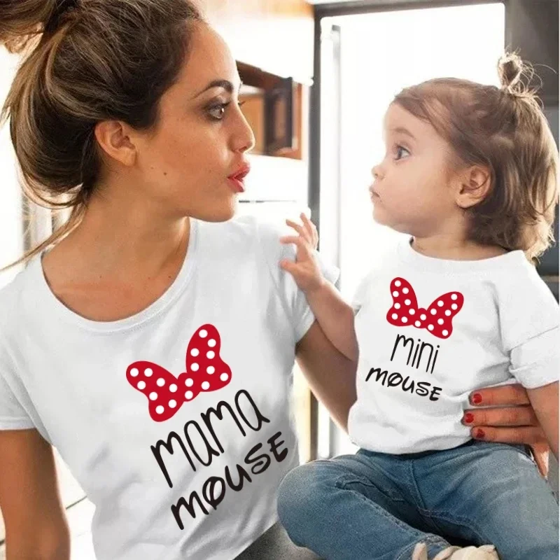 Mother kids Tshirt MAMA & MINI mommy and daughter matching clothes baby girl clothes Fashion cotton family T Shirt Short Sleeve