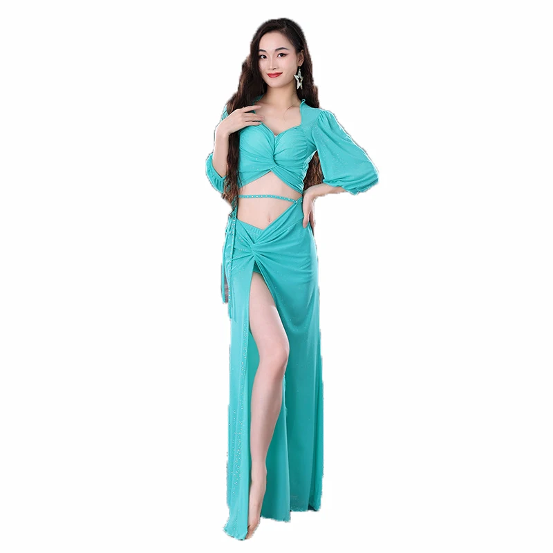 New Belly Dance French Court Style Dress Set Oriental Dance Tops+Skirt 2PCS Set Performance Women's Costume Clothes Dance wear