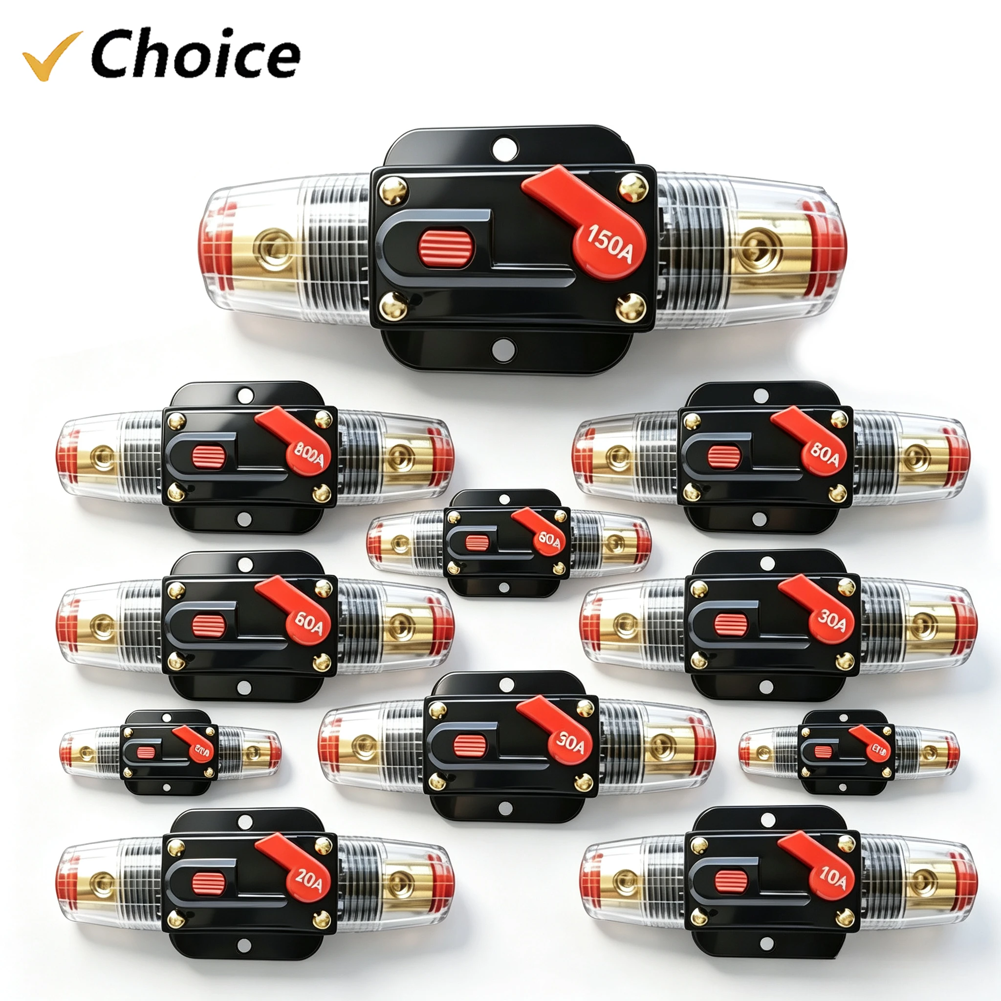 Auto Car Bike Stereo Audio Solar Energy Circuit Breaker 12V 24V Reset Fuse Inverter 20A-100A Sizes for Electronic And Energy Sys