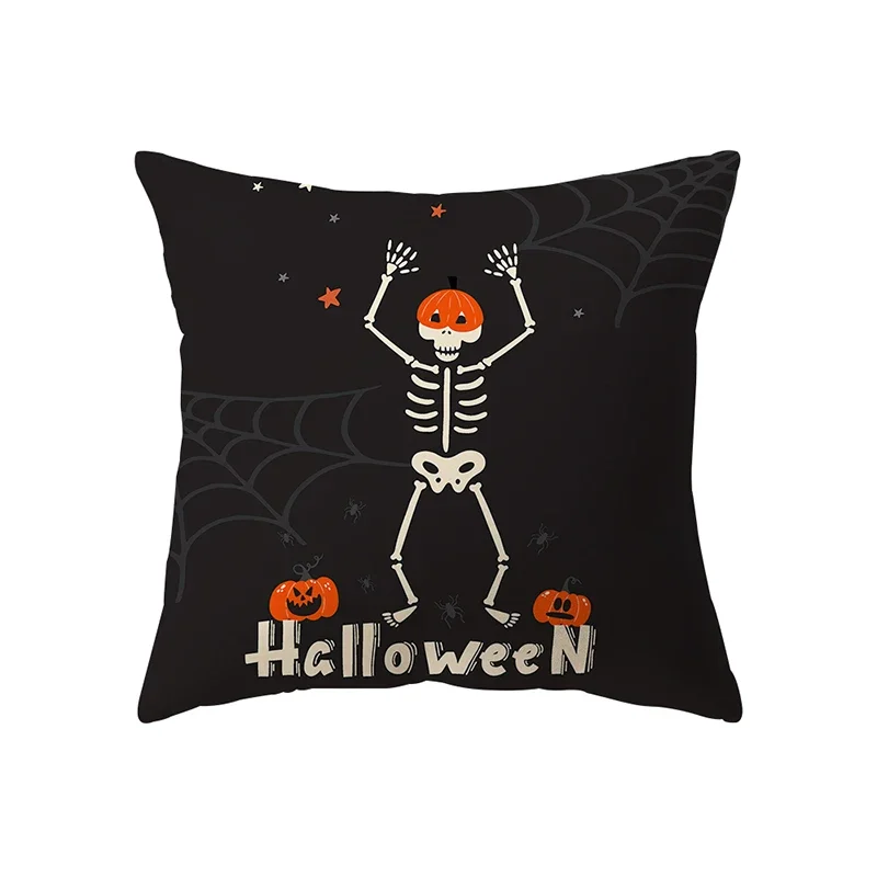 Halloween Theme Throw Pillow Cover Devil Pumpkin Skull Sofa Chair BedLinen Cushion Cover Home Decor