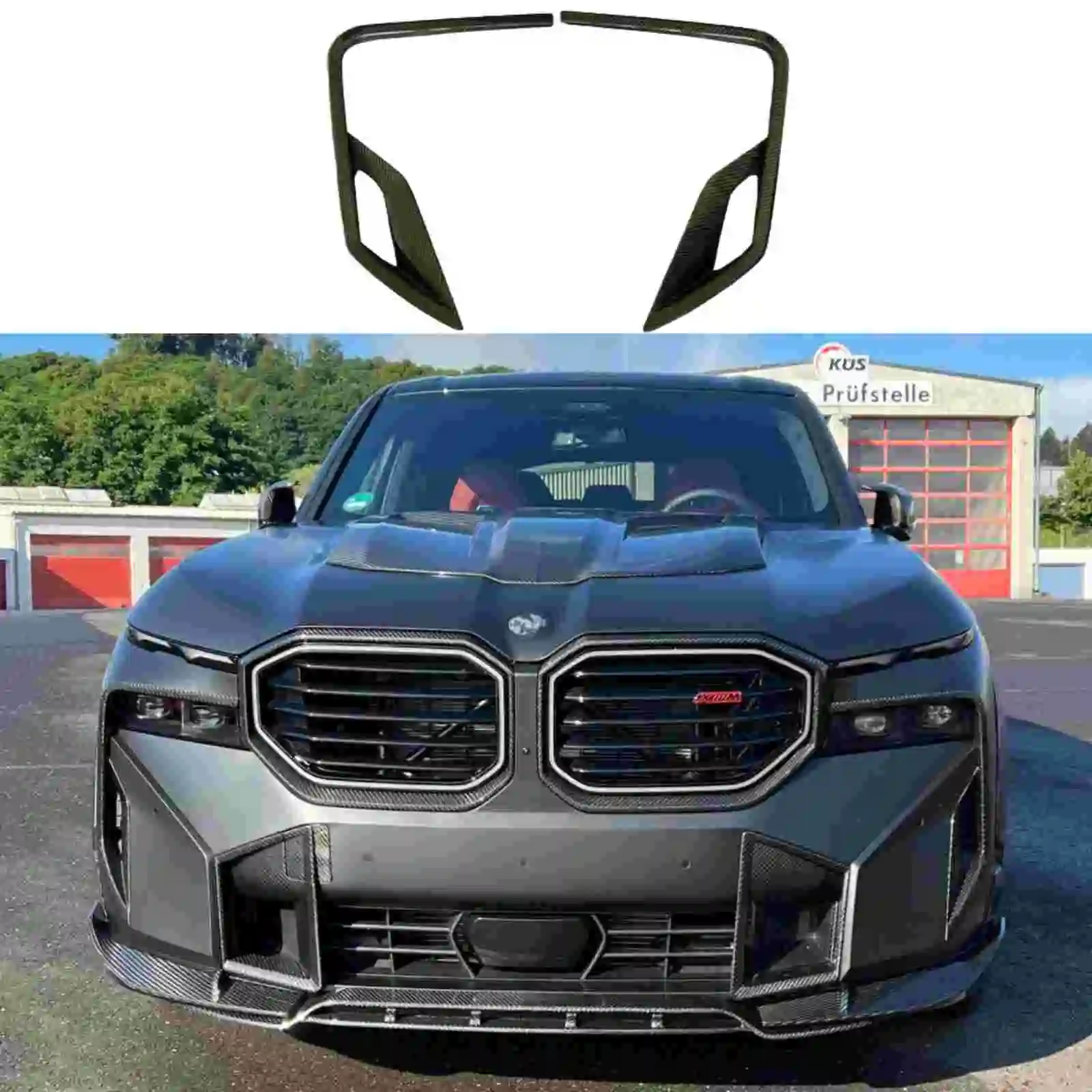 

1 пара сухих передних канатов из углеродного волокна для BMW XM G09 2023 + передний бампер, сплиттер, боковые канаты 2023+