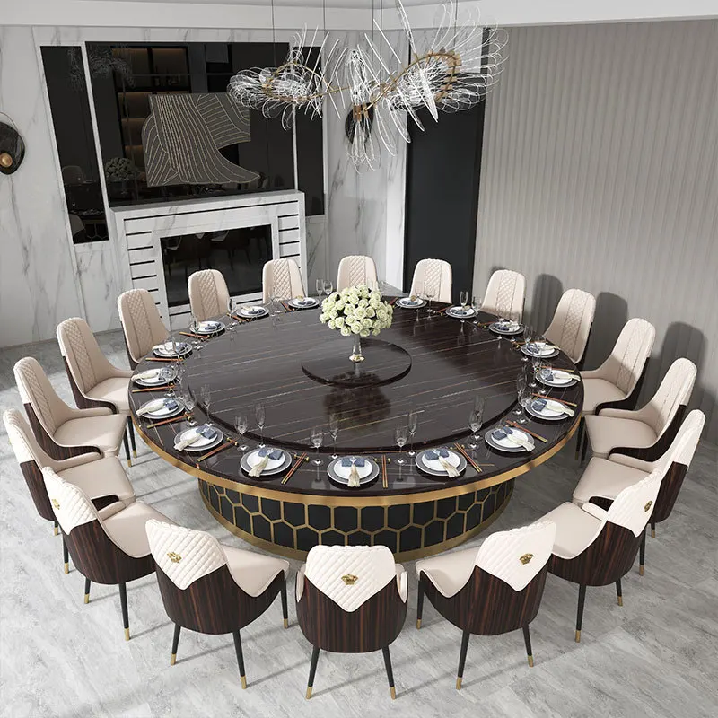 custom.Artificial Quartz Stone Table Top Round Custom Design Hot Pot Restaurant Dining Table Set