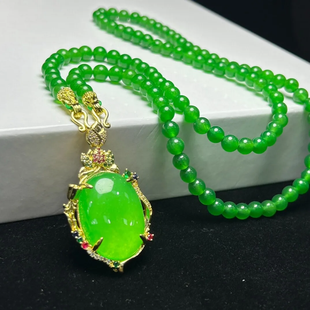 Natural high Ice Green Jade Jadeite amulet Pendant&Necklaces
