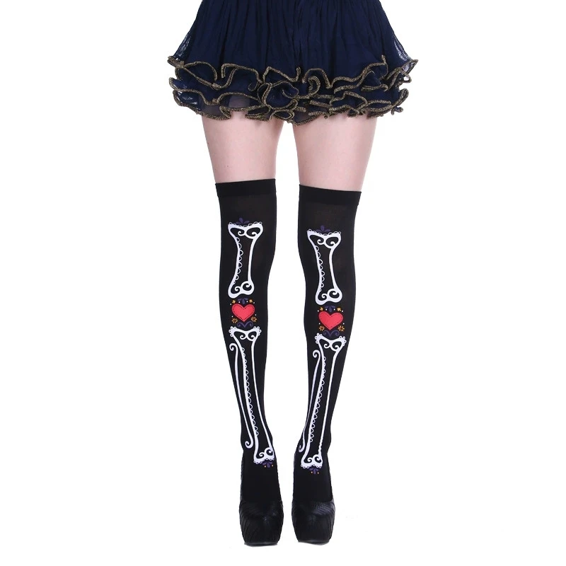 

Halloween Christmas Printed Knee Over Socks Makeup Ball Party Valentine's Day Stocking Style