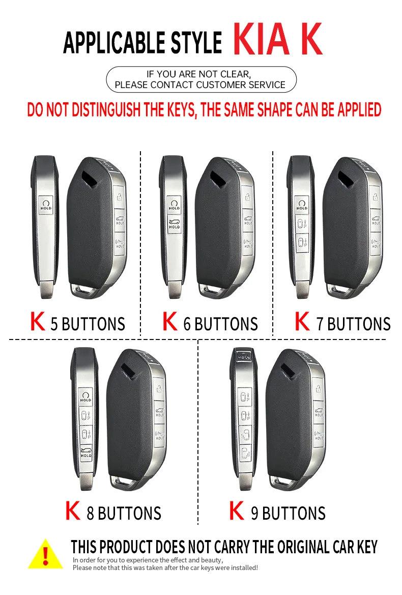 5/6/7/8/9 Buttons Leather Zinc Alloy Car Key Case Cover Protective Shell Fob for Kia Ka4 Car Keychain Interior Accessories
