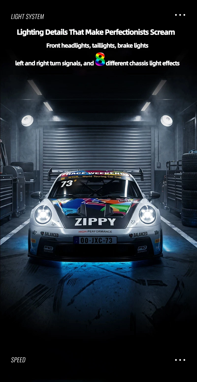 JXC PO4302 1:43 Mini High Speed 4WD RC Drift Racing Car 2.4G 20KM/H Full Proportional Throttle 8‑Color LED Light Hobby Toy Gift