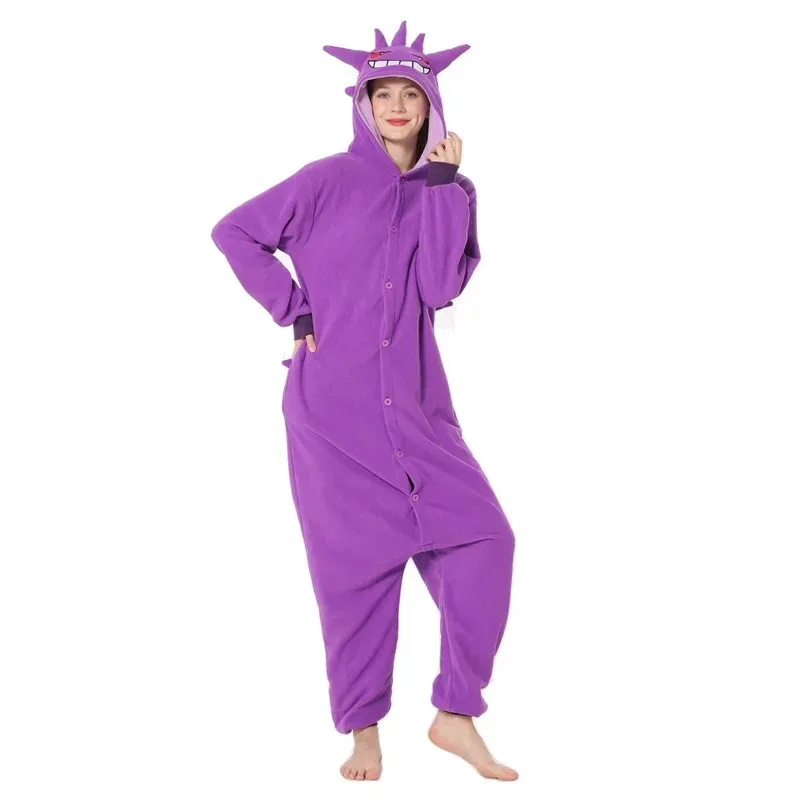 

Adult Kigurumi Onesies Pajamas Warm Fleece Homewear Animal Women Halloween Party Purple Pyjamas Cosplay Costume Pijamas Outfits