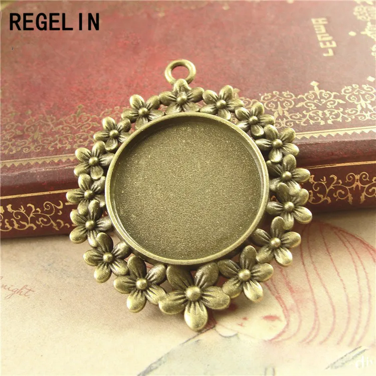 REGELIN Antique Bronze/Antique Silver Round 10pcs/lot Jewelry Accessories cork base Alloy Tray Inner 25 MM