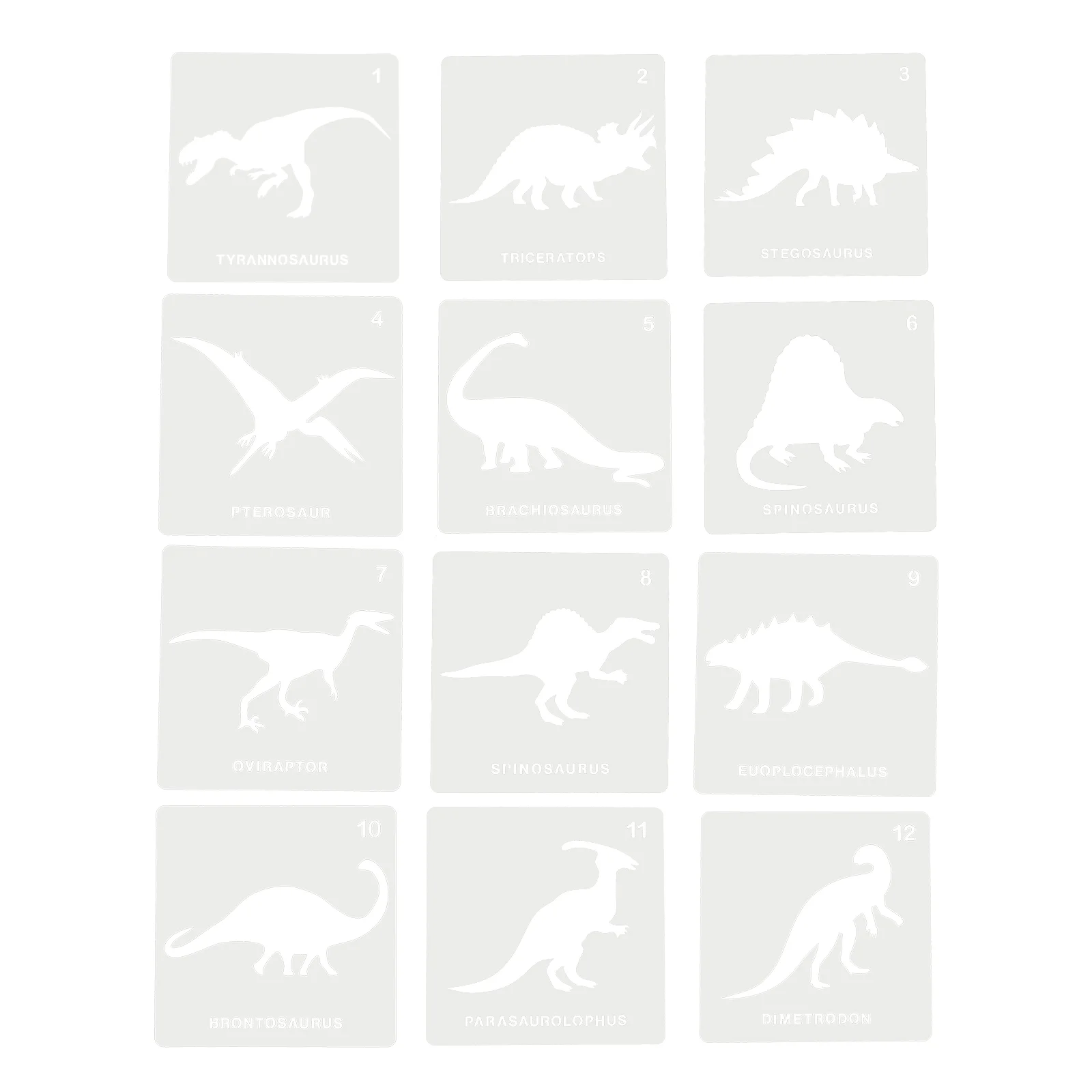 

12 Pcs Stencil Dinosaur Drawing Template Decoration Hollow Out Painted Plastic Child
