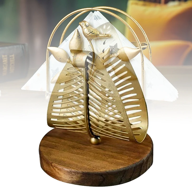 

Полая металлическая вешалка для бумажных полотенец, легкая роскошная домашняя ресторанная отель, настольная стойка для хранения бумажных полотенец, золотой лист, бумажная стойка