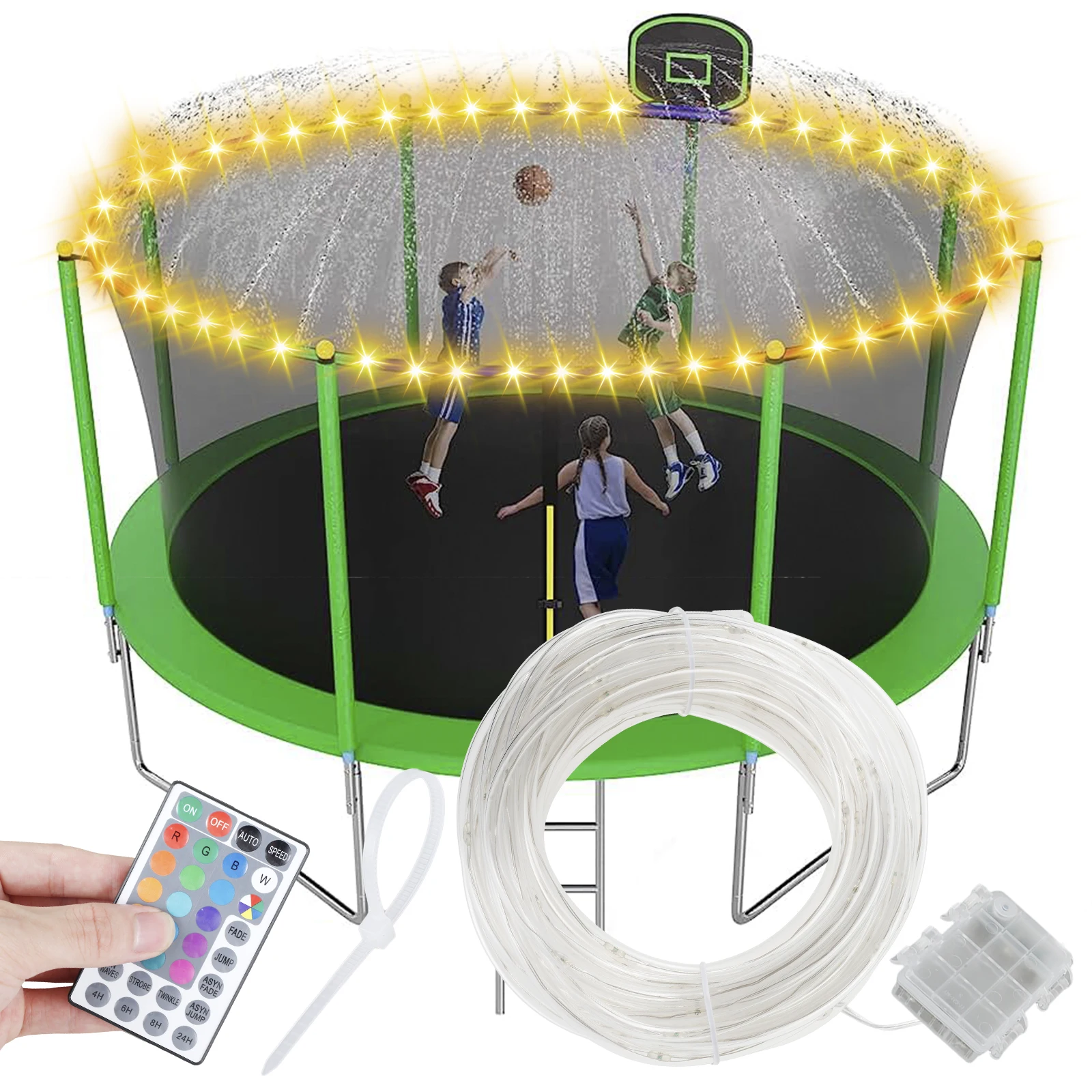 

39.37ft Trampoline Rim Light 4Speeds LED Trampoline Lights Trampoline Lights IP68 Waterproof Trampoline Rim LED Light Bright