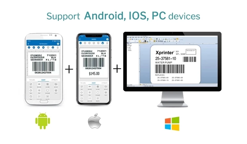Bluetooth принтер штрих-кода, 20-60 мм, с поддержкой Qr-кода