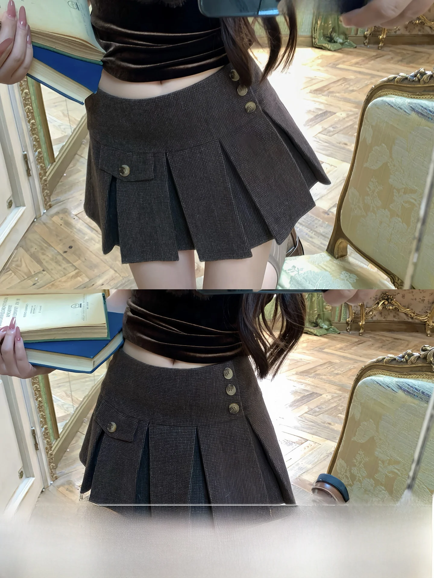 

Лондонская шерстяная юбка-трапеция с высокой талией из тонкой шерсти для женщин, осенне-зимняя, для повседневной носки, деловых встреч и свиданий