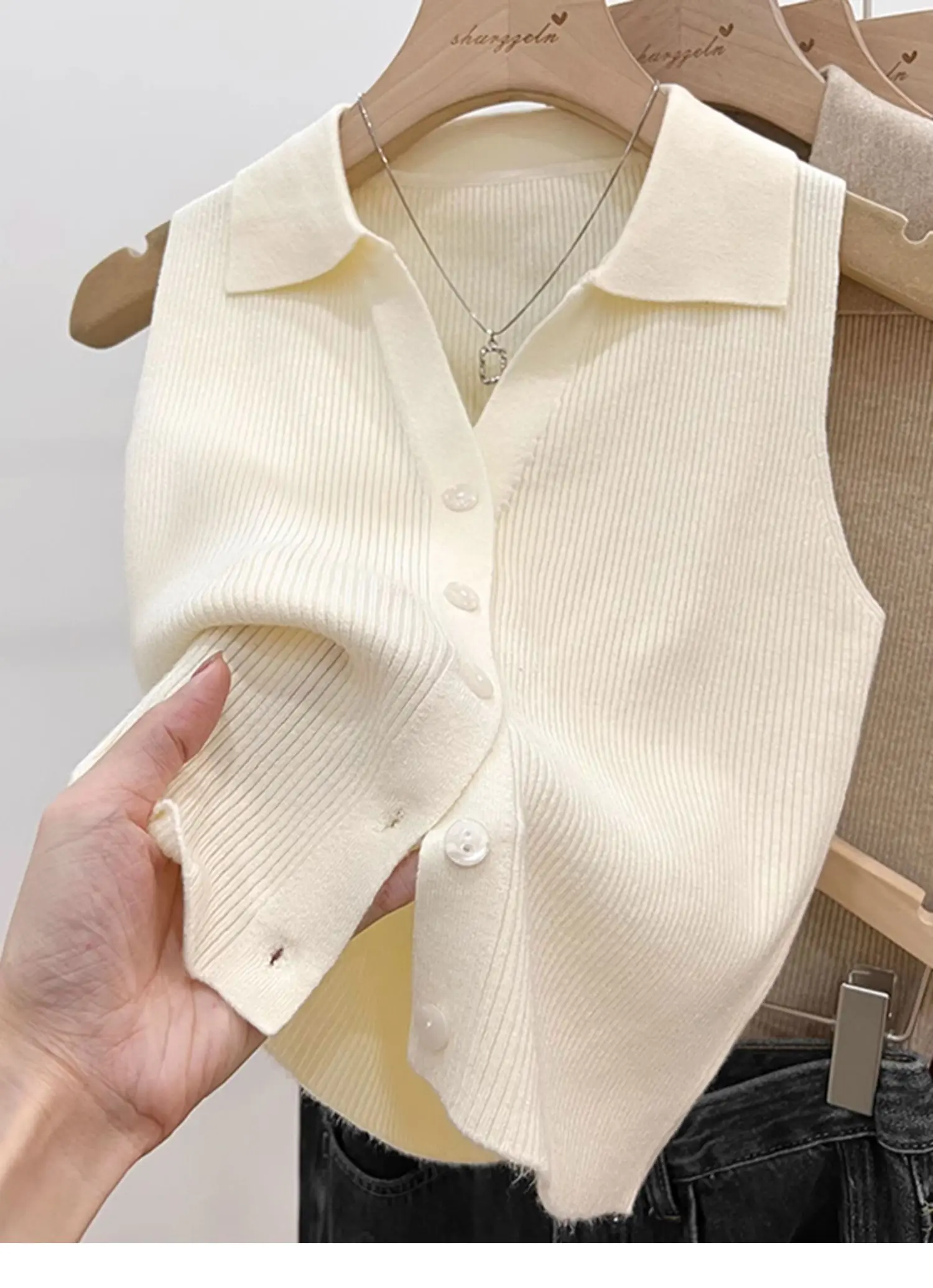 Solid Color Knitted for Women Cardigan Korean Single Breasted Sleeveless Jumper Woman Round Neck All Match Cardigans Outwear