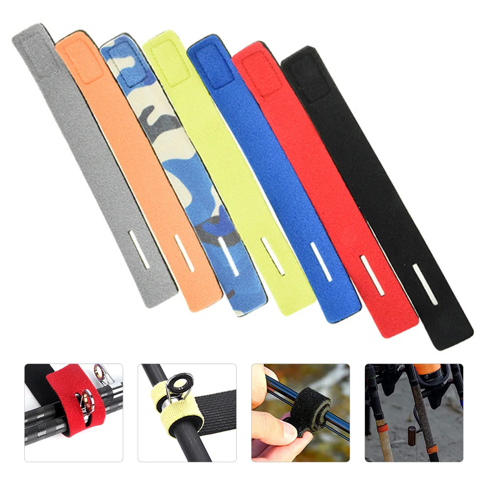 

6Pcs Fishing Rod Strap Elastic Soft Adjustable Fishing Accessories Rod Fixing Holder for Outdoors