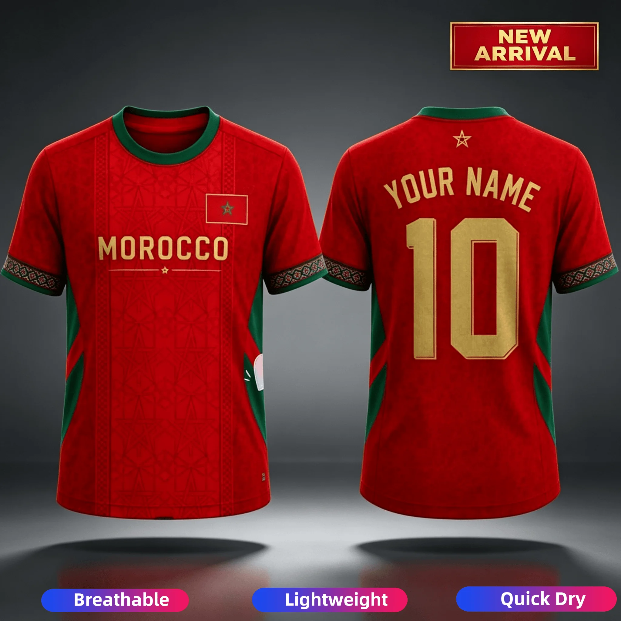 Summer Women Morocco Flag Soccer Fan Jersey T-shirt Casual Women's Short Sleeve Breathable Fashion Print Tee Shirt Y2k Men's Top