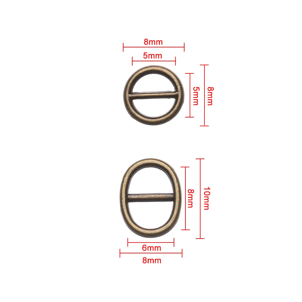 20Pcs Oval Metal Mini Tri Glide Buckle For Doll Belt Adjuster Bag Shoes Waistband Clasp Hooks DIY Doll Clothes Accessories