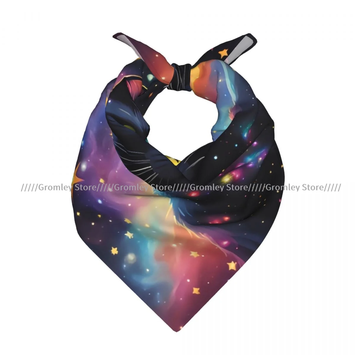Black Cat In A Mysterious Celestial Background Square Scarf Ladies Casual Head Neck Wrap