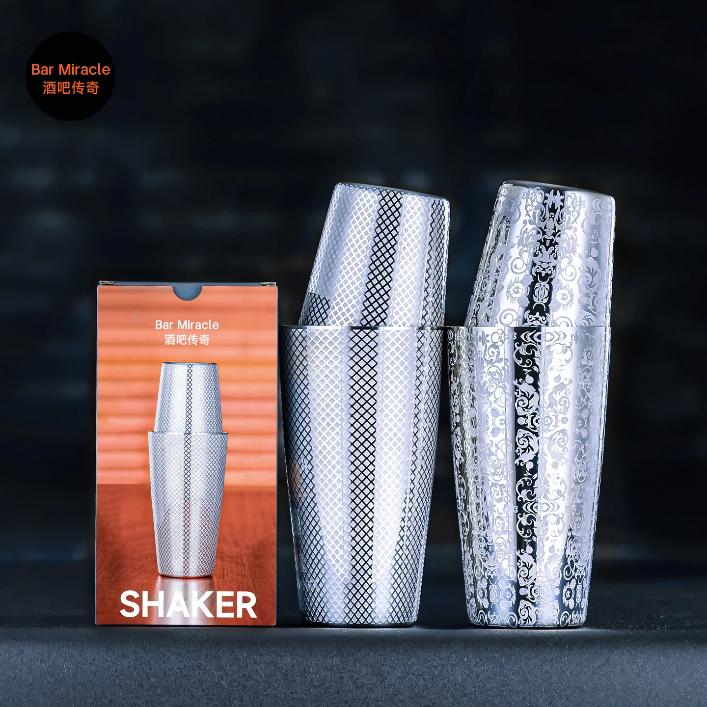 

Bar Miracle 18/8 Высококачественный коктейльный шейкер из нержавеющей стали с коктейльными инструментами с рисунком в Бостонском зале