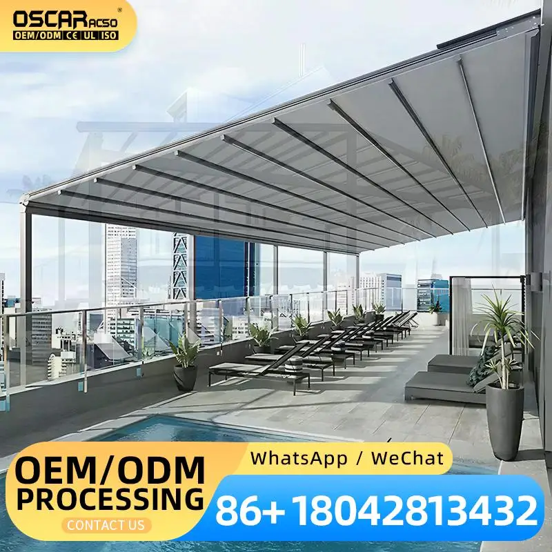 Folding Waterproof Retractable Covers for Pergola Use in Garden Patio Balcony Retractable Canopy Pergola