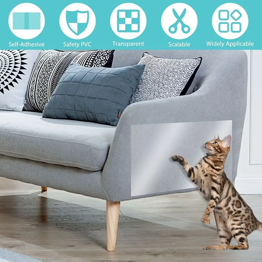 Anti Cat Scratch Furniture Protector Cat Training Protectors Durable PVC Transparent Tape Couch Guard Sticker for Couch Sofa