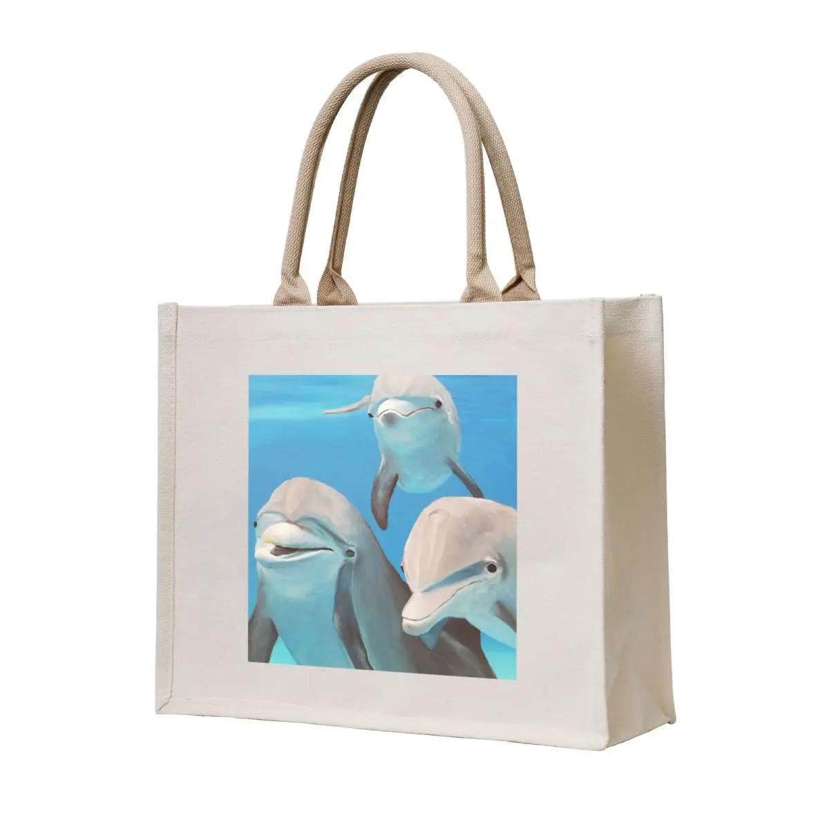 

Dolphin Trio Tote Bag Canvas shoulder bag shopping bag logo reusable grocery bags