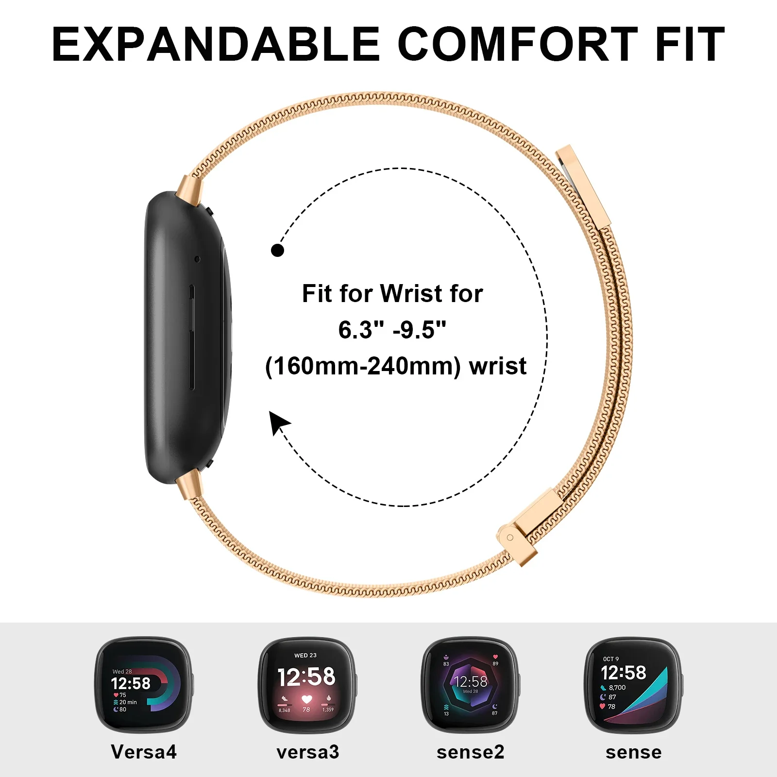 Metal Band For Fitbit Versa 1 2 3 4 Strap Two Magnet Bracelet For Fitbit Versa Lite/Versa SE/Sense 2 Watchband