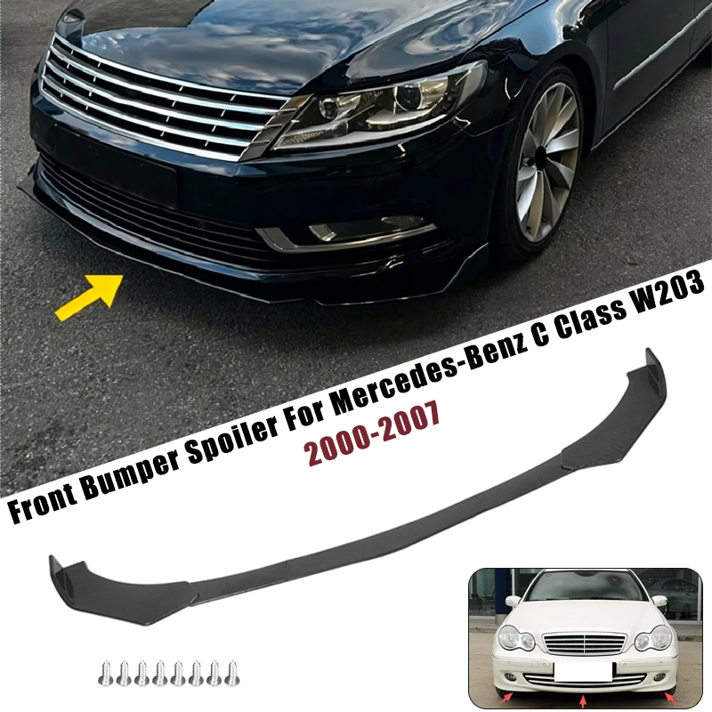 Sport Front Bumper Splitter Spoiler Lip For Mercedes-Benz C Class W203 2000-2007 5Pcs Adjustable Sectional Car Tuning Body Kit