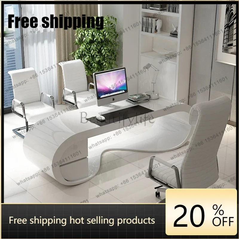 HJ Simple creative computer desk white reception desk apartment bar desktop computer desk new model
