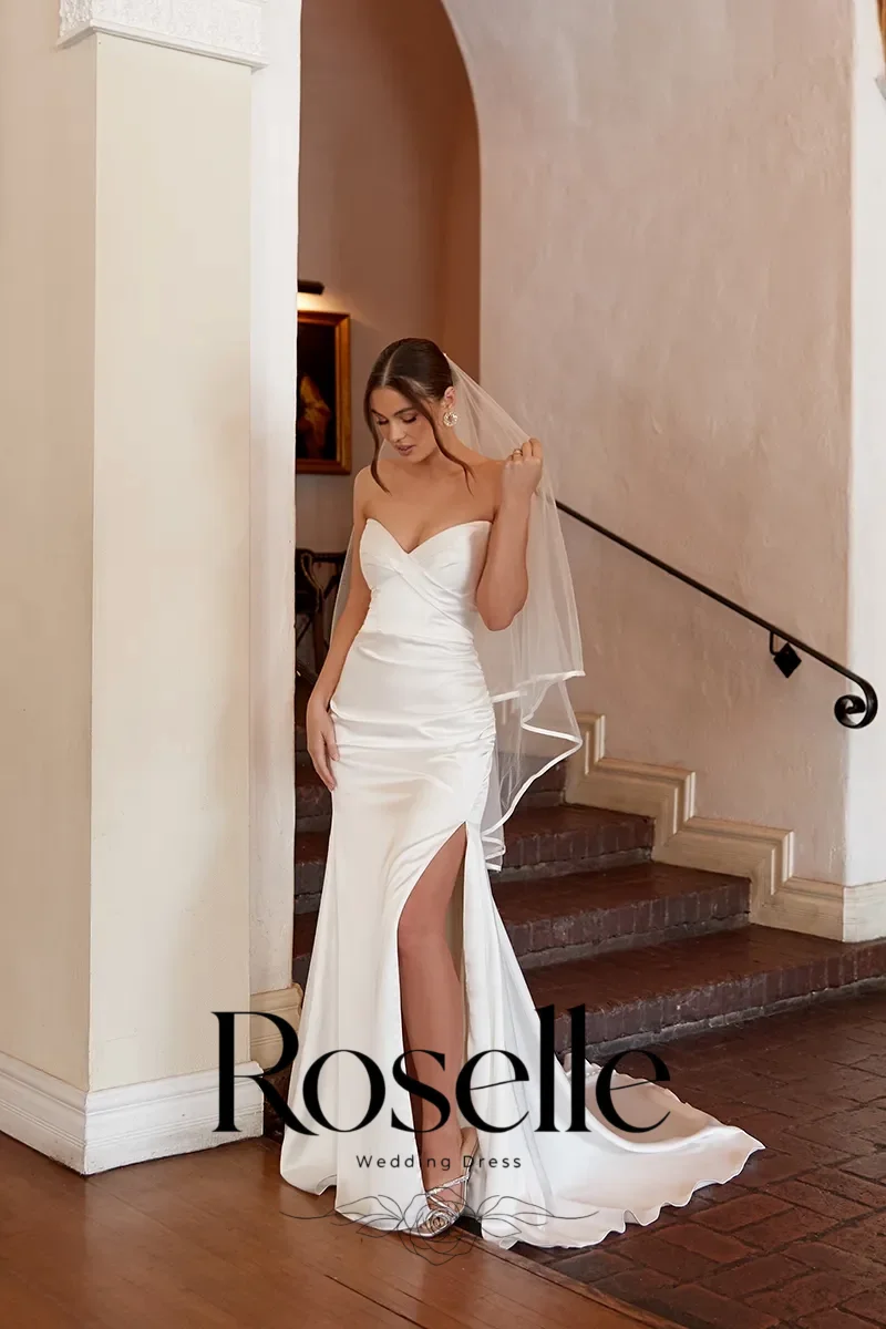 ROSELLE Sweetheart Strapless Sleeveless Mermaid Wedding Dress High Side Slit Open Back 2026 Bridal Customized свадебное платье