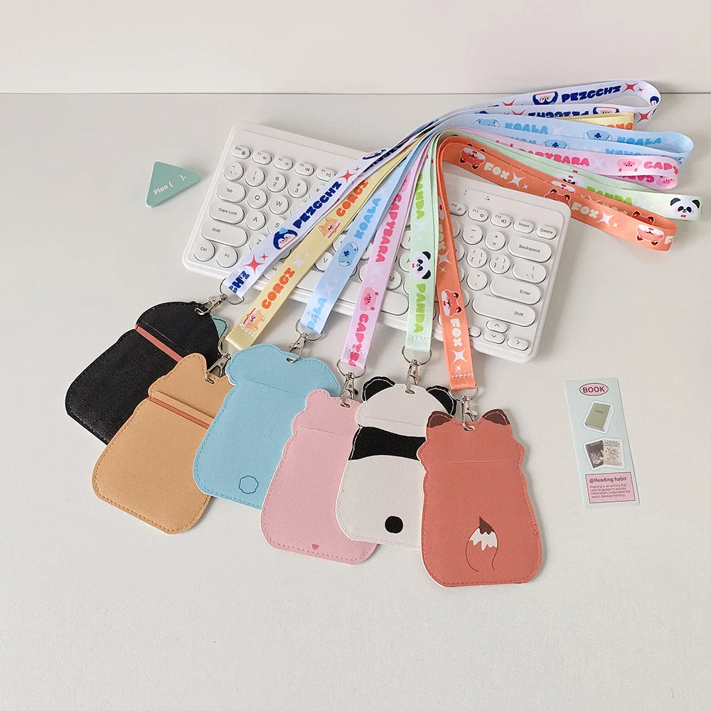 Pu Leather Holder Pu Leather Photocard Holder Lanyard Children'S Card Holder For Gift Travel Kids