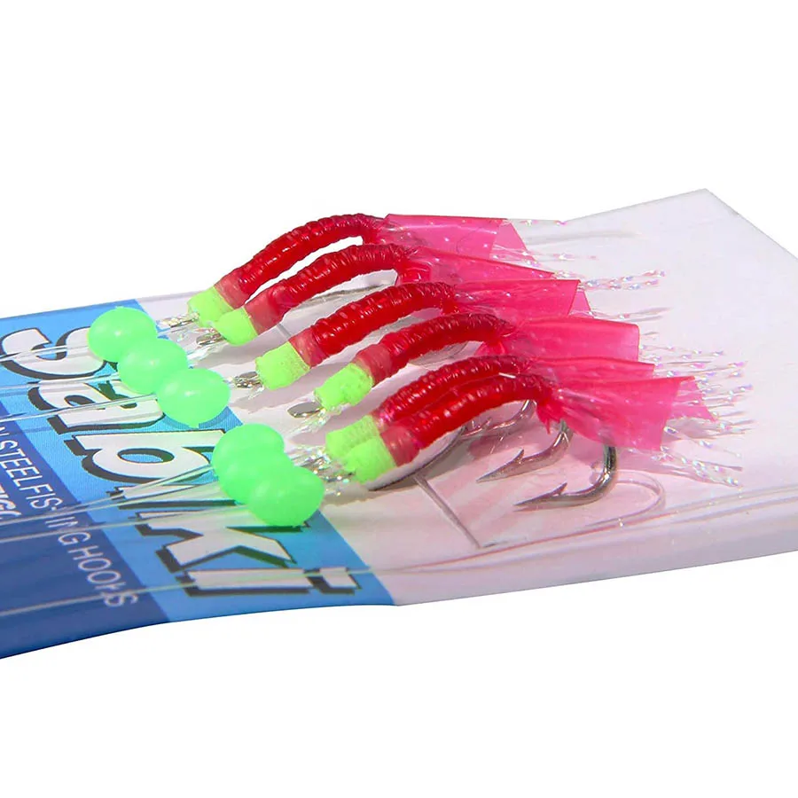 Sabiki Rigs 1Pack Fishing Bait Rigs Glow 8#-15# Assorted Rigged Hook Fishing Rig Lures Hooks with Ball Bearing Swivel Snap