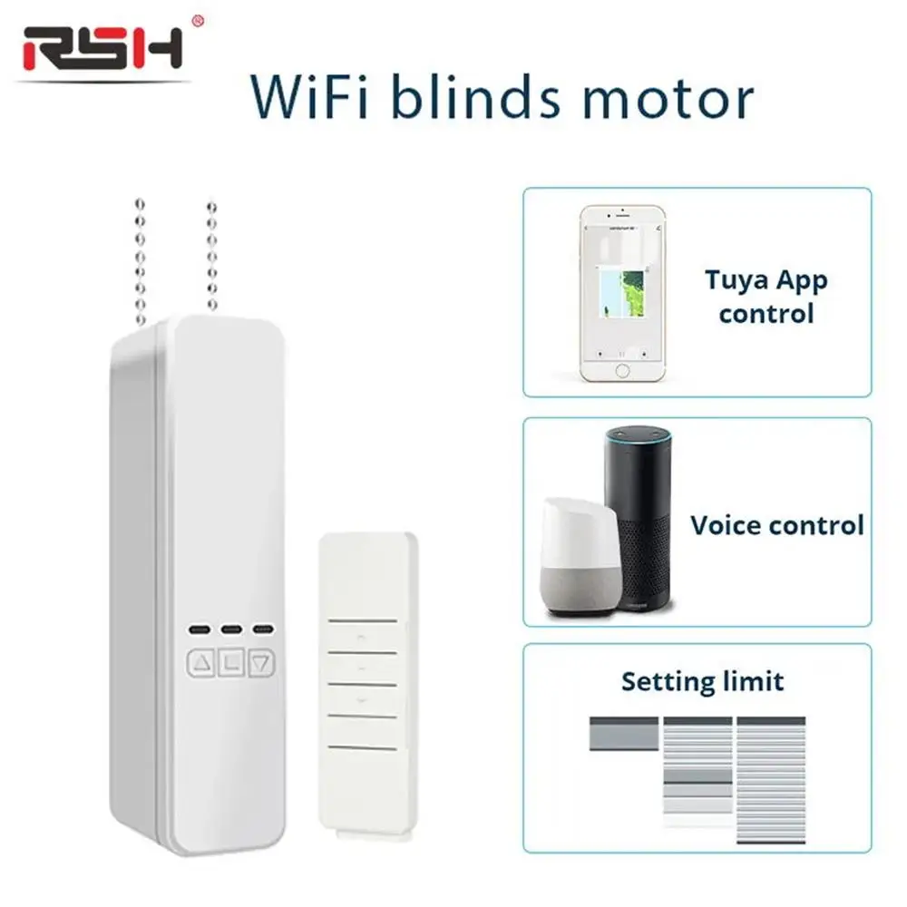 Tuya Smart Wifi Curtains Motor Electric Chain Roller Blinds Shade Shutter Drive RF Remote Kit Smart Life App via Alexa Google