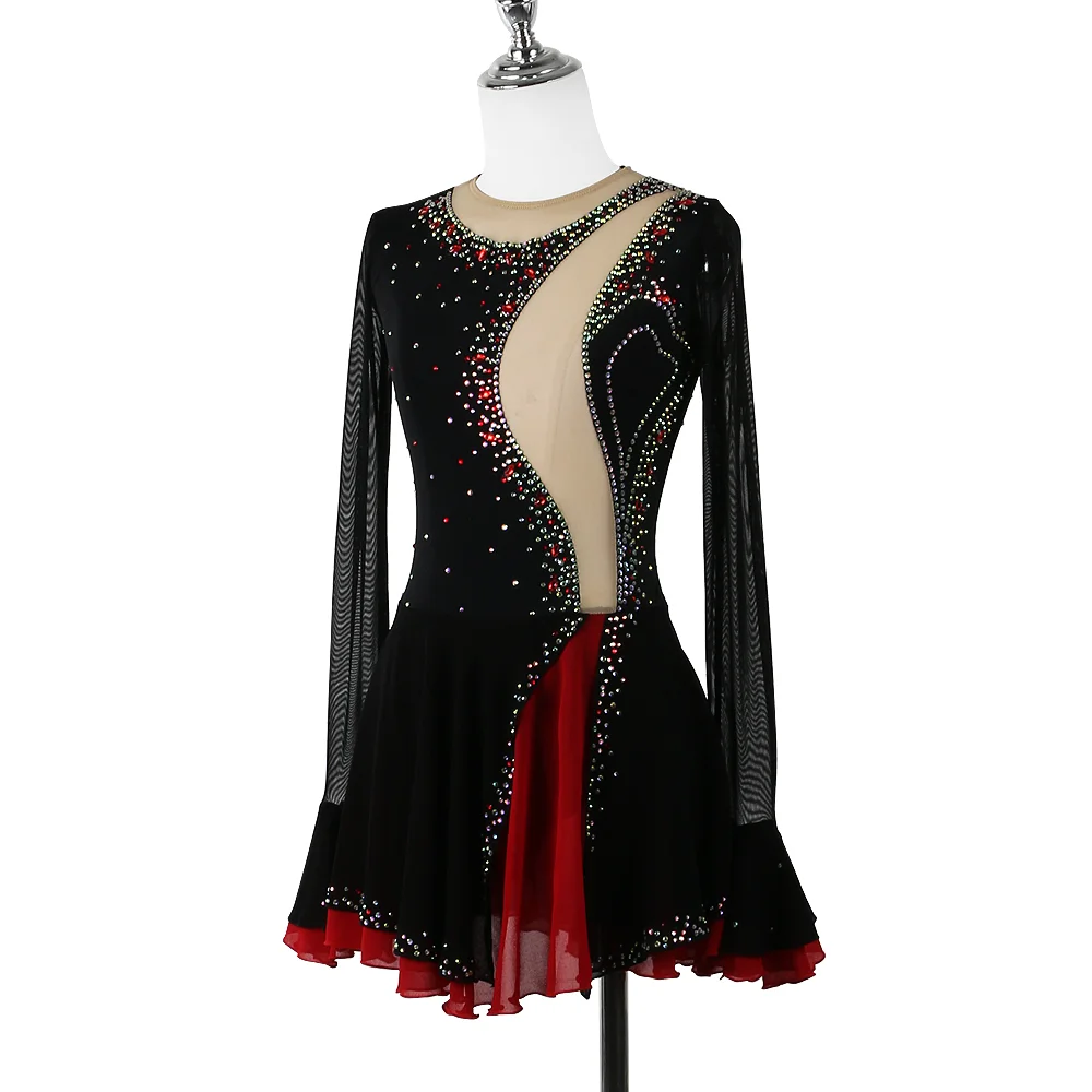 Zagitova Figure Skating Dress For Women Girls Ice Skating Skirt Long Sleeve Pagoda Latin Dance Ceremonial Dress