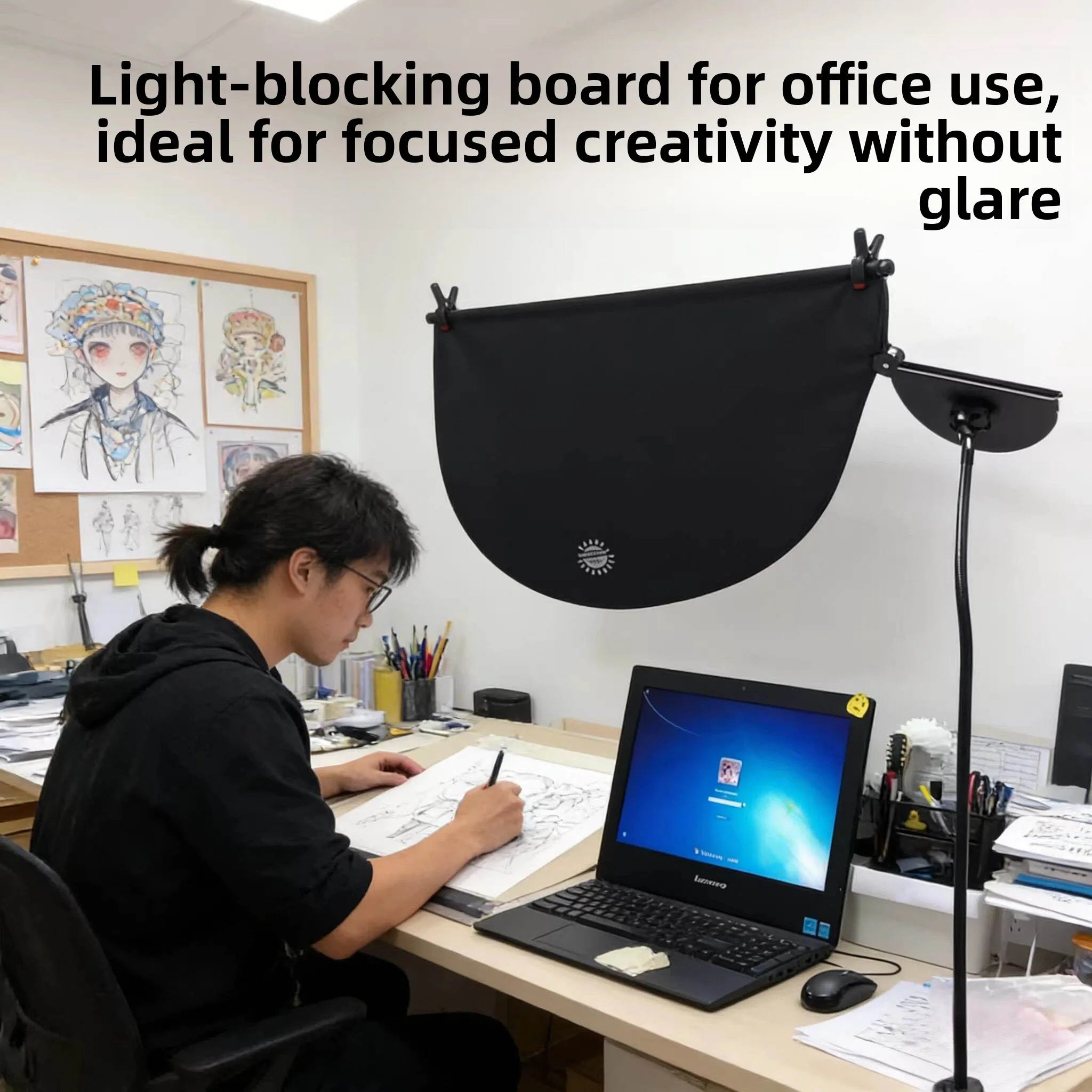 

Adjustable Light Blocking Board Office Air Conditioner Windshield Nap Computer Outlet Dustproof Japanese Style PVC Material