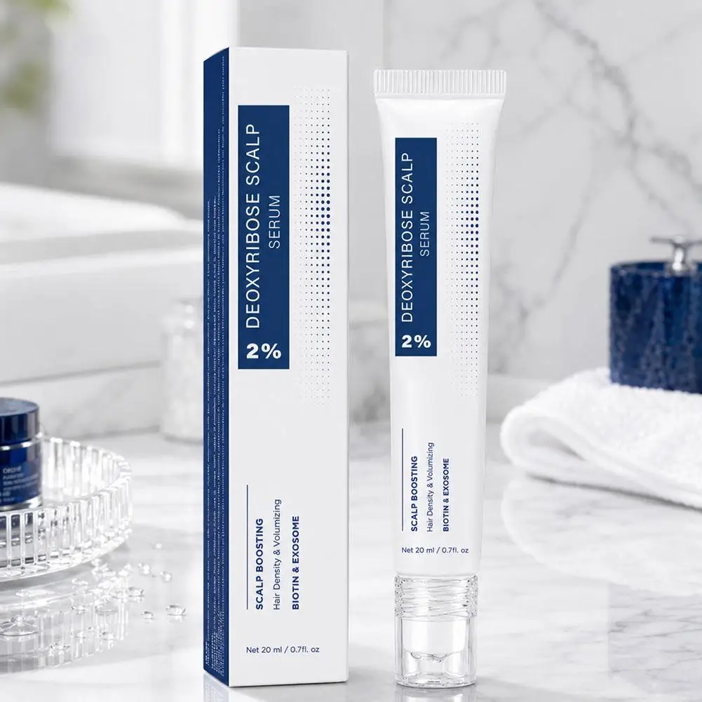 20ML Roller Ball Scalp Boost Serum 2% Deoxyribose Biotin Infused Scalp Massage Essence Hydrating Thickening Hair Care Liquid