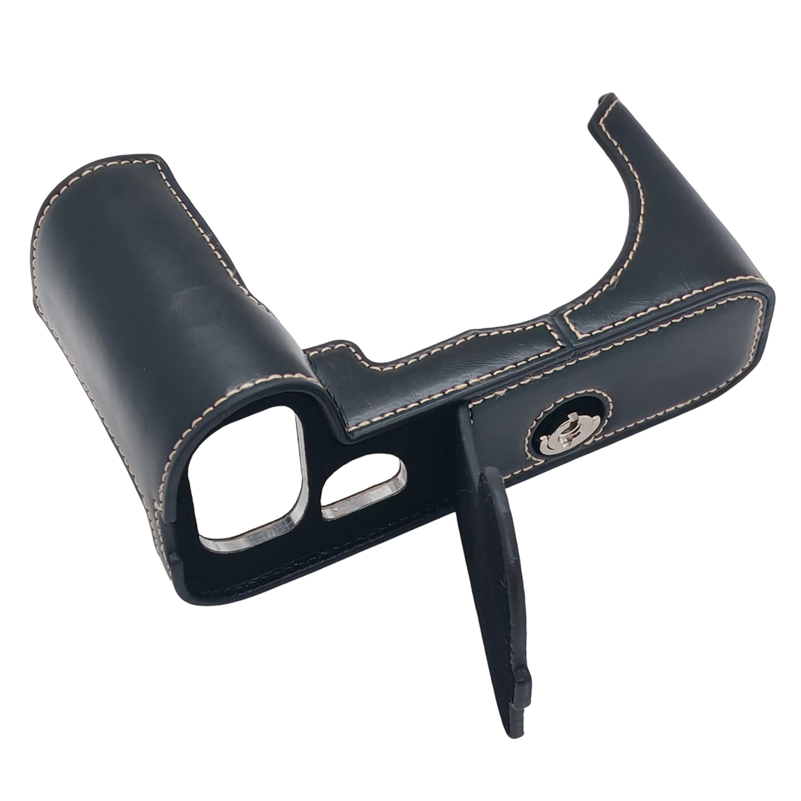 

Camera Bottom Grip Leather Case for Leica SL2 PU Leather L-Shape Battery Access Base Stand Protective Cover - Black