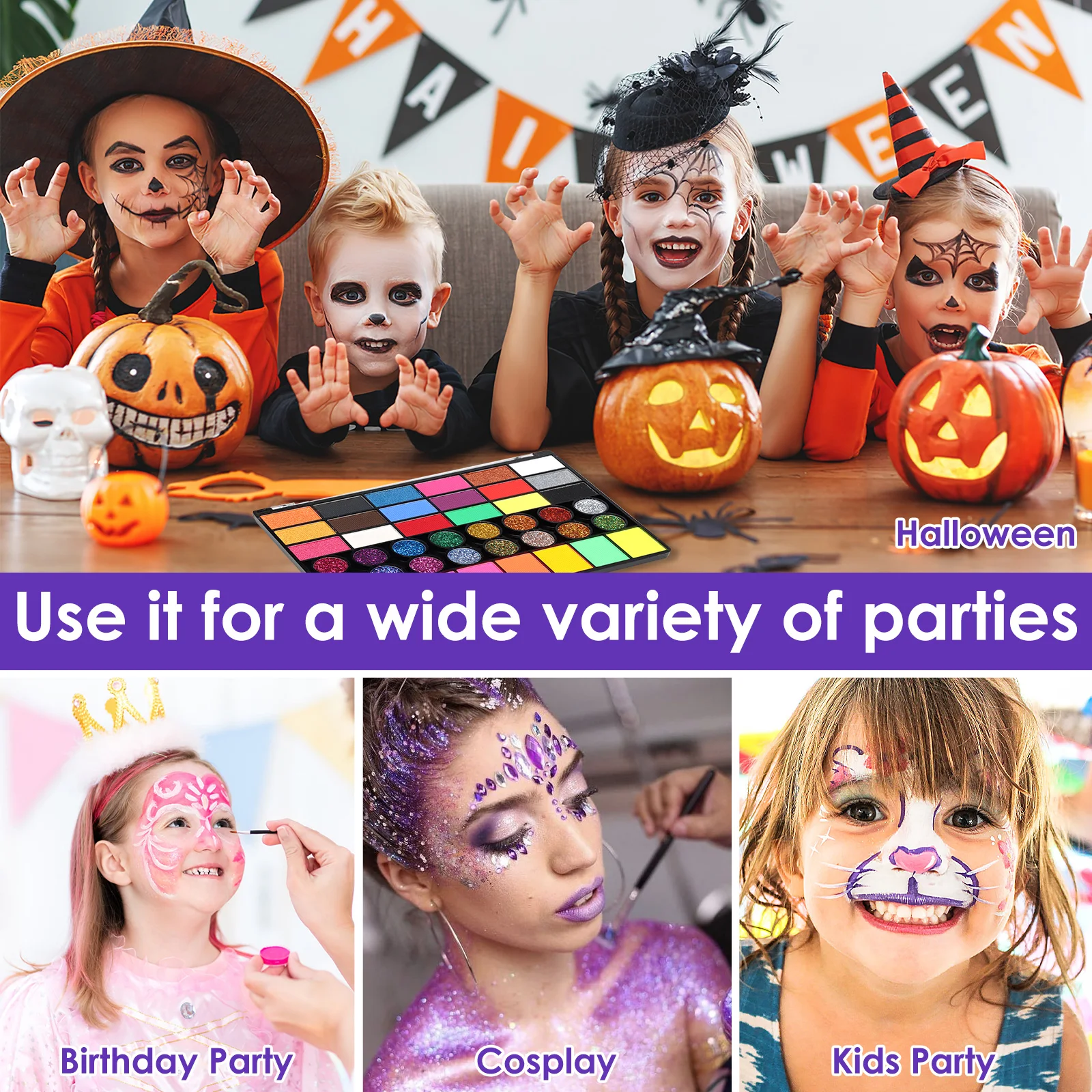 15/42 Kleuren Facial Wateroplosbare Body Painting Gezicht Make-Up Palet voor Kinderen Volwassenen Stadium Halloween Cosplay Party Art Supplies